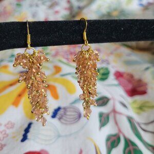 Fashion Earrings Gold/Champagne Beads